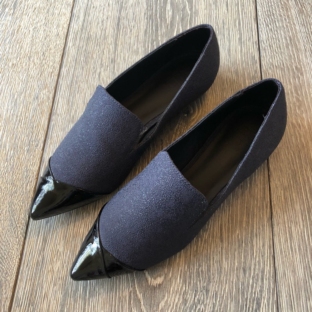 TIBI ANYA BLack/Navy Pointy Toe Loafers